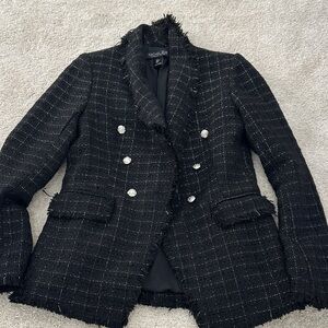 Rachel Zoe Black Tweed Blazer with Silver Buttons